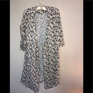 Floral print long flowy cardigan